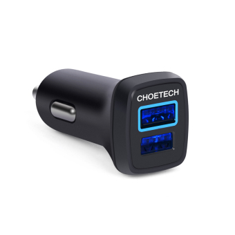 Quick Charge 2.0 Car Charger, CHOETECH 30W QC 2.0 Dual USB Fast Car Charger for Samsung Galaxy S7, S7 Edge, S6, S6 Edge, S6 Edge plus, Nexus 6 and more (Black)