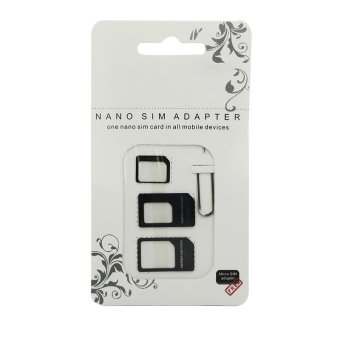 2pcs Nano SIM Card Adapter 4 In 1 Micro Sim Adapter with Eject Pin Key Retail Package for IPhone 5/5S/6/6S/Samsung - intl