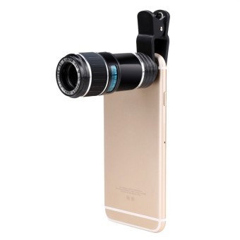 JinGle Universal 12X Zoom Mobile Phone Telephoto Camera Lens Clip On (Black)