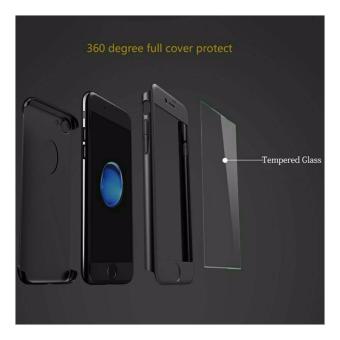 Hardcase Case 360 Iphone 6 / 6s Casing Full Body Cover - Hitam + Free Tempered Glass
