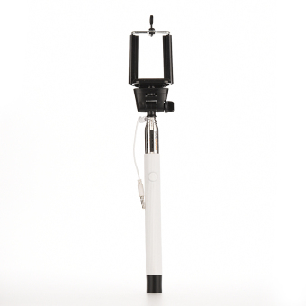 Velishy Selfie Stick Monopod Wired Remote For iPhone Samsung (White)