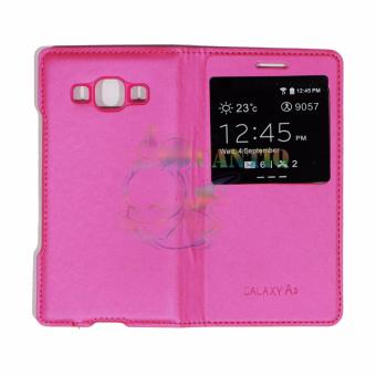 QCF Flip Cover Untuk Samsung Galaxy A3 A300 Flipshell / Sarung Case-/ Leather Case - Pink