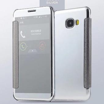 Executive Chanel Case Samsung Galaxy J7 Prime Flipcase Flip Mirror Cover S View Transparan Auto Lock Casing Hp- SILVER