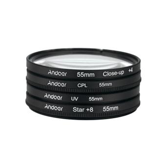 Andoer 55mm UV+CPL+Close-Up+4 +Star 8-Point Filter Circular Filter Kit Circular Polarizer Filter Macro Close-Up Star 8-Point Filter with Bag for Nikon Canon Pentax Sony DSLR Camera - intl