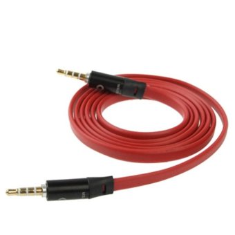 Aux Noodle Style Audio Cable 3.5mm Jack Earphone Cable for Monster Beats Studio / Pro / Mixr / Solo HD - 1.2m - Merah