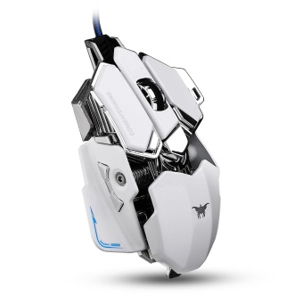 Fashion High Precision Wired Gaming Mouse 4 Customize DPI Settings 10 Programmable Buttons Design 3 Modes LED Light for Windows XP Vista 7 ME 2000 and Mac OS or Latest System White - intl