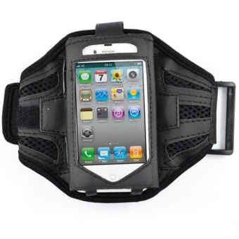 Mesh Cloth Material Sports Armband Case for iPhone 4/4s - ZE-AD104 - Hitam
