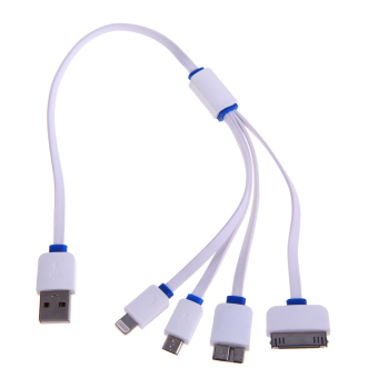 VAKIND 4-in1 Charging Data Cable For IPhone 5, 5S C/Samsung Galaxy Tab (White)