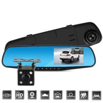 Aibot Full HD 1080P Car Dvr Camera Auto 4.3 Inch Rearview Mirror Digital Video Recorder Dual Lens Registratory Camcorder - intl