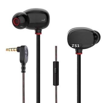 KZ ZS1 Dual Driver Extra Bass Wide Sound Field Sport In-Ear Monitors Headphones with Microphone (Black)