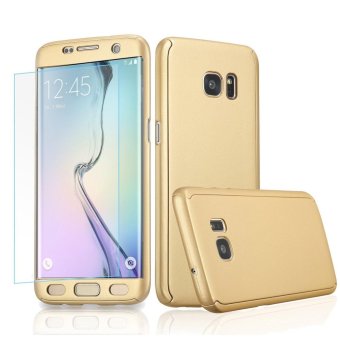 360 Full Body Coverage Protection Hard Slim Ultra-thin Hybrid Case Cover with Tempered Glass Screen Protector for Samsung Galaxy S5 (Gold) - intl