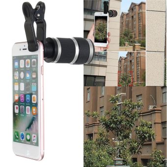 Silver 8x HD Zoom Optical Lens Telescope +Clip For Universal Camera Mobile Phone - intl