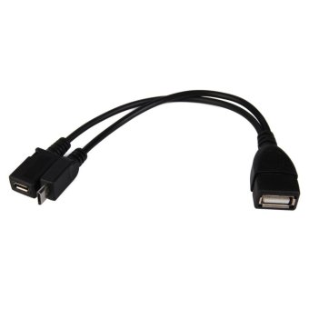 20cm Micro USB OTG HOST Cable USB Power for Samsung Phone i9100 i9220 i9250 (Black) - intl