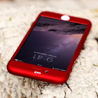 Hardcase Case 360 Iphone 6+/6 Plus Casing Full Body Cover - Merah + Free Tempered Glass