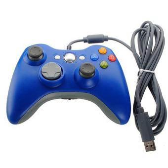 Microsoft Stick Xbox 360 Controller Cable Wired Gamepad Joystick Original For Xbox 360 / PC Windows / Stik Game Kabel - Biru Tua