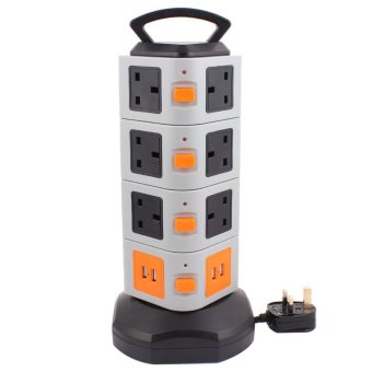 Wego fashion,high-quality,Overload Protection Vertical Power Strip 14 Outlets 4 USB Ports Smart Charging Station 6Ft Cord with Surge Protector - intl