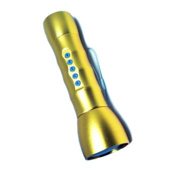 Multifunction Flashlight LED Flashlight with MP3 Player Support TF Card Slot with Silicone Strap - JK-408 - Golden