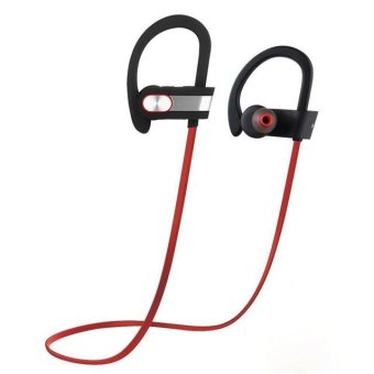 Brand New Fashion Sport Bluetooth Headphones Q7 Waterproof Sweatproof Sport Ear Hook Earphone HiFi Headset Neckband(Red silver) - intl