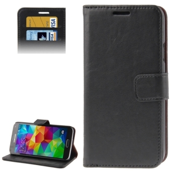 SUNSKY Fine Sheepskin Texture Flip Leather Cover with Card Slots and Holder for Samsung Galaxy S5 / G900 (Black)