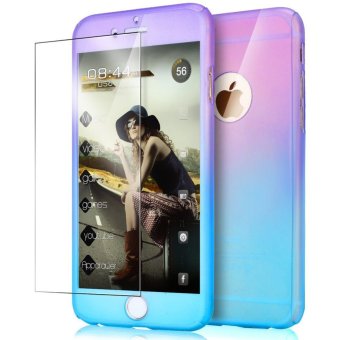 Ultra Thin 360 Degree Full Body Coverage Protection Gradient Ramp Vibrant Colorful PC Hard Slim Case with Tempered Glass Screen Protector for iPhone 7（Multicolor） - intl