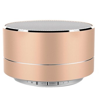 Vococal A10 cahaya LED isi ulang portabel Mini Bluetooth nirkabel 3.0 pembicara stereo dengan slot kartu disebut TF kabel Aux (emas)