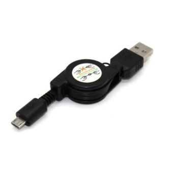 Moonar Micro USB A ke USB 2.0 B Male ditarik tali kabel charger sinkronisasi data (Hitam)