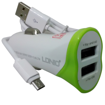 LDNIO Charger Mobil 2 Port Usb 3.4 Ampere - C332 Green Car Charger