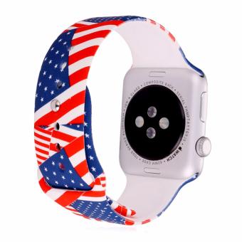 Apple Watch Strap 38MM Fashion the Stars and Stripes Soft Silicone Fitness Sport Band Replacement Wristband for Apple Watch Sport/Edition Series 2/Series 1 All Versions (38MM) - intl