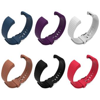 6Pcs Adjustable 3D Rhombus Pattern Environmentally Friendly TPE TPU Replacement Bands Strap for Fitbit Charge 2 Smart Bracelet - intl