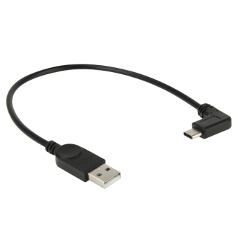 SUNSKY 28 cm High Speed USB 2.0 Male to 90 Degrees Elbow USB 3.0 Type-C Male Data Sync Cable Adapter (Black)