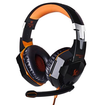 JIANGYUYAN EACH G2000 Professional PC Laptop Over-ear Stereo Gaming Headphone Game Headset with Microphone LED Light Display (Black Orange)