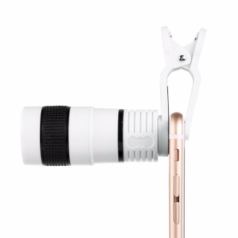 8x Zoom Optical Phone Telescope Portable Mobile Phone Telephoto Camera Lens and Clip (White) - intl