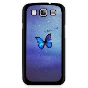 YM Blue Butterfly Printed Samsung Galaxy E7 Phone Case (Black)