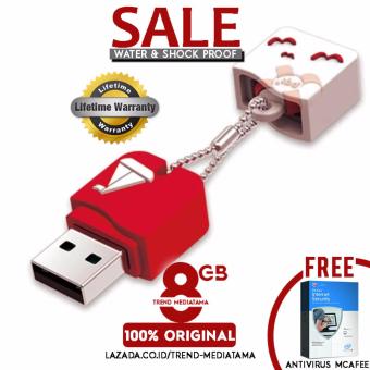 Original 100% Flashdisk 8GB Pqi U605L USB 2.0 Waterproof & Shockproof (Anti Air dan Anti Banting) Gratis Antivirus MC Afee - RED