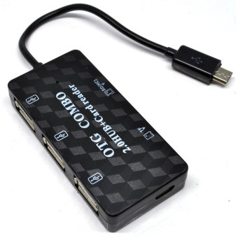 Titanium Multifunction Micro USB OTG Combo 2.0 USB HUB + Card Reader 480Mbps - Hitam