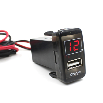 Car Charger USB + Voltmeter for Toyota VIGO - Black