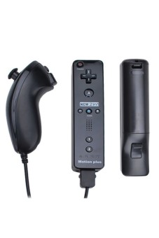 Moonar Built in Motion Plus Remote and Nunchuck Controller+ Case for Nintendo Wii (Black)