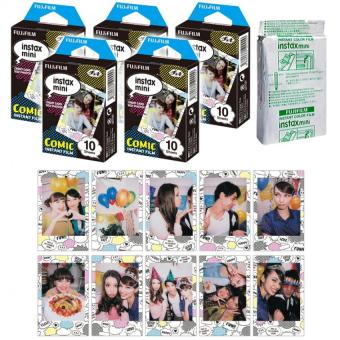 Fujifilm Instax Mini Comic Instant 50 Film for Fuji 7s 8 25 50s 70 90/ Polaroid 300 Instant Camera/ Share SP-1
