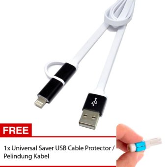 Marlow Jean Smart Data Cable 2in1 Lightning & Micro USB / 2 in 1 Duo Magic Metal Head Cable Lightning and Micro USB Cable 1.8A for Android / iOS - Hitam