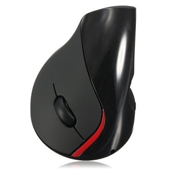 Wireless Vertical Wireless Optical Mouse with 5 Function Keys - Black