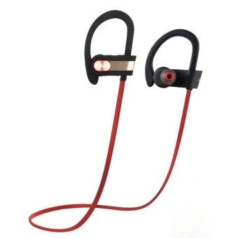 Brand New Fashion Sport Bluetooth Headphones Q7 Waterproof Sweatproof Sport Ear Hook Earphone HiFi Headset Neckband(Black red) - intl