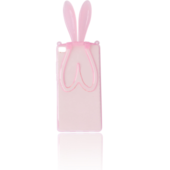 Vococal Cute Rabbit Ears TPU Phone Case with Stand Function and Hang Rope for Huawei P8 (Pink)