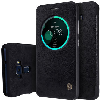 Asli Asus Zenfone 3 ZE552KL luxury penutup flip case Nillkin QIN seri case kulit menggunakan kulit halus 360 derajat protection (hitam) - International