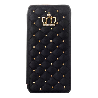 Cocotina 4.7'' Metal Rivet Bling Crown Faux Leather Wallet Case Cover For iPhone 6 / 6s – Black