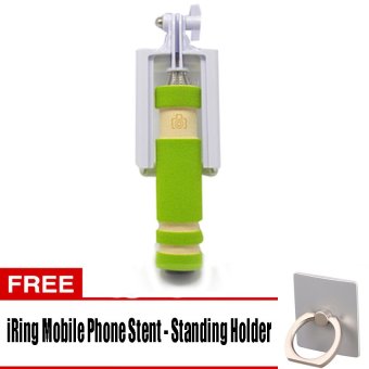 Tongsis Super Mini Monopod - HIJAU + Gratis iRing Mobile Phone Stent - Standing Holder