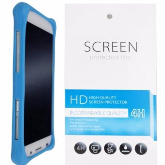 Kasing Silikon Universal Bumper Case Wadah Cover Casing - Biru + Gratis 1 Clear Screen Protector untuk Alcatel One Touch Flash