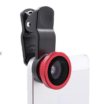 Universal Multi Coating Universal Clip Lens Fish Eye 3 in 1 for HandPhone/Tablet - Hitam