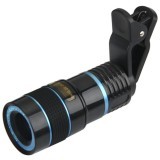 LQ-007 Universal Clip 8X Zoom Mobile Phone Telescope Lens Telephoto External Smartphone Camera Lens for Smartphone PC Laptop (Black/Blue) (Intl)