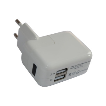 Rainbow Dual USB 2 Port Wall Plug Charger Power Adapter For Samsung / iPhone / iPod / iPad - Putih