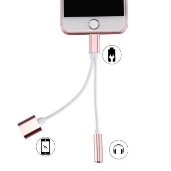 HAT PRINCE 2 in 1 Lightning 8pin to 3.5mm Earphone Jack + Charging Port Cable for iPhone 7 / 7 Plus - Rose Gold - intl